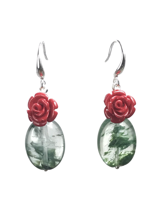 Coral & Moss Agate earrings - momola