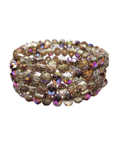 Load image into Gallery viewer, Pink/smoky glass crystal cuff bracelet - momola