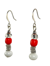 Load image into Gallery viewer, White, orange &amp; clear glass beads earrings - momola