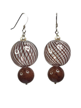 Load image into Gallery viewer, Hand blown glass, dyed agate and fresh water cultured pearls earrings - momola