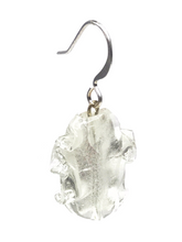 Load image into Gallery viewer, Clear and silver sheen hand blown glass earrings - momola