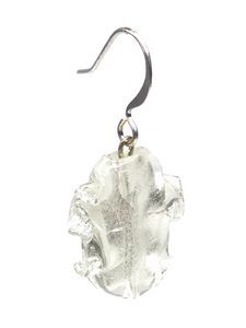 Clear and silver sheen hand blown glass earrings - momola