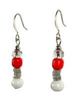 Load image into Gallery viewer, White, orange &amp; clear glass beads earrings - momola