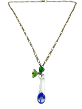 Load image into Gallery viewer, Bronze chain with glass teardrop pendant - momola