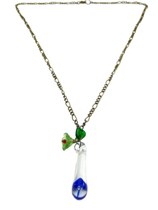 Bronze chain with glass teardrop pendant - momola