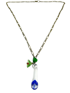 Bronze chain with glass teardrop pendant - momola