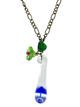 Load image into Gallery viewer, Bronze chain with glass teardrop pendant - momola