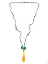 Load image into Gallery viewer, Bronze chain with yellow glass teardrop pendant - momola