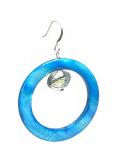 Load image into Gallery viewer, Ocean Blue Mother of Pearl &amp; glass earrings - momola