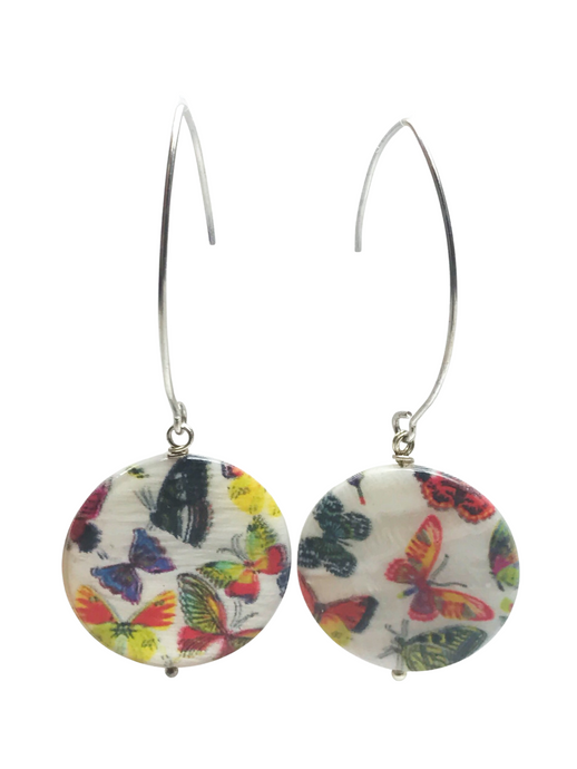 Multi-coloured Mother of Pearl Butterflies Earrings - momola