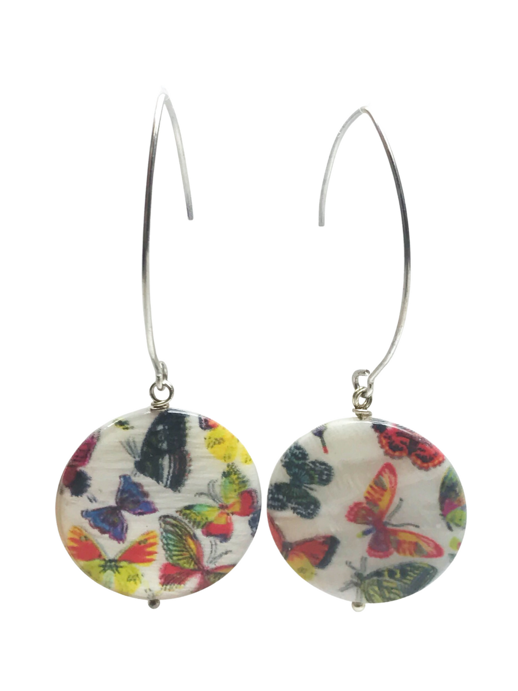 Multi-coloured Mother of Pearl Butterflies Earrings - momola