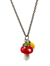 Load image into Gallery viewer, Bronze chain with glass mushroom pendant - momola