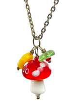 Load image into Gallery viewer, Bronze chain with glass mushroom pendant - momola