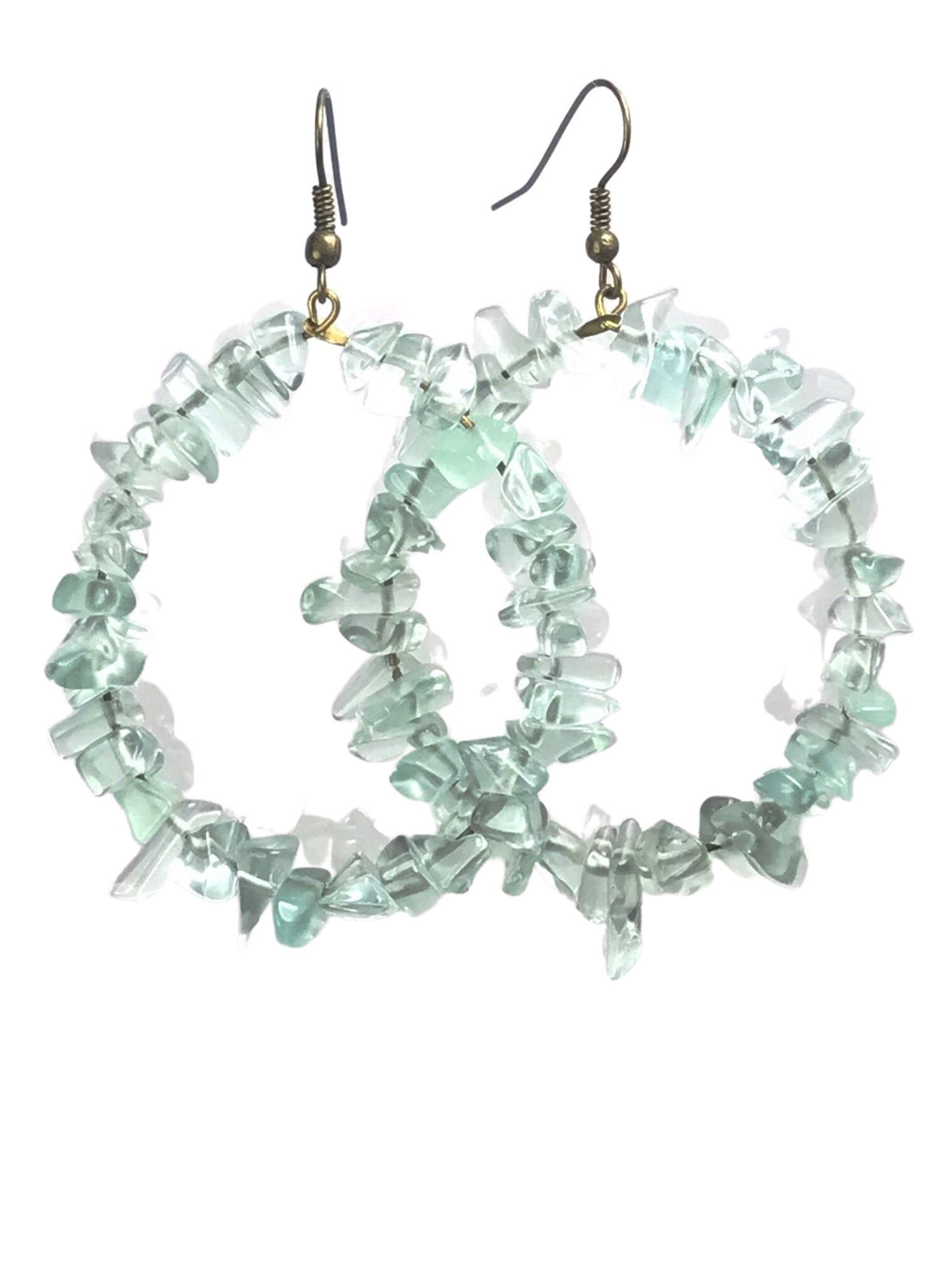 Pale blue dyed crystal hoop earrings - momola