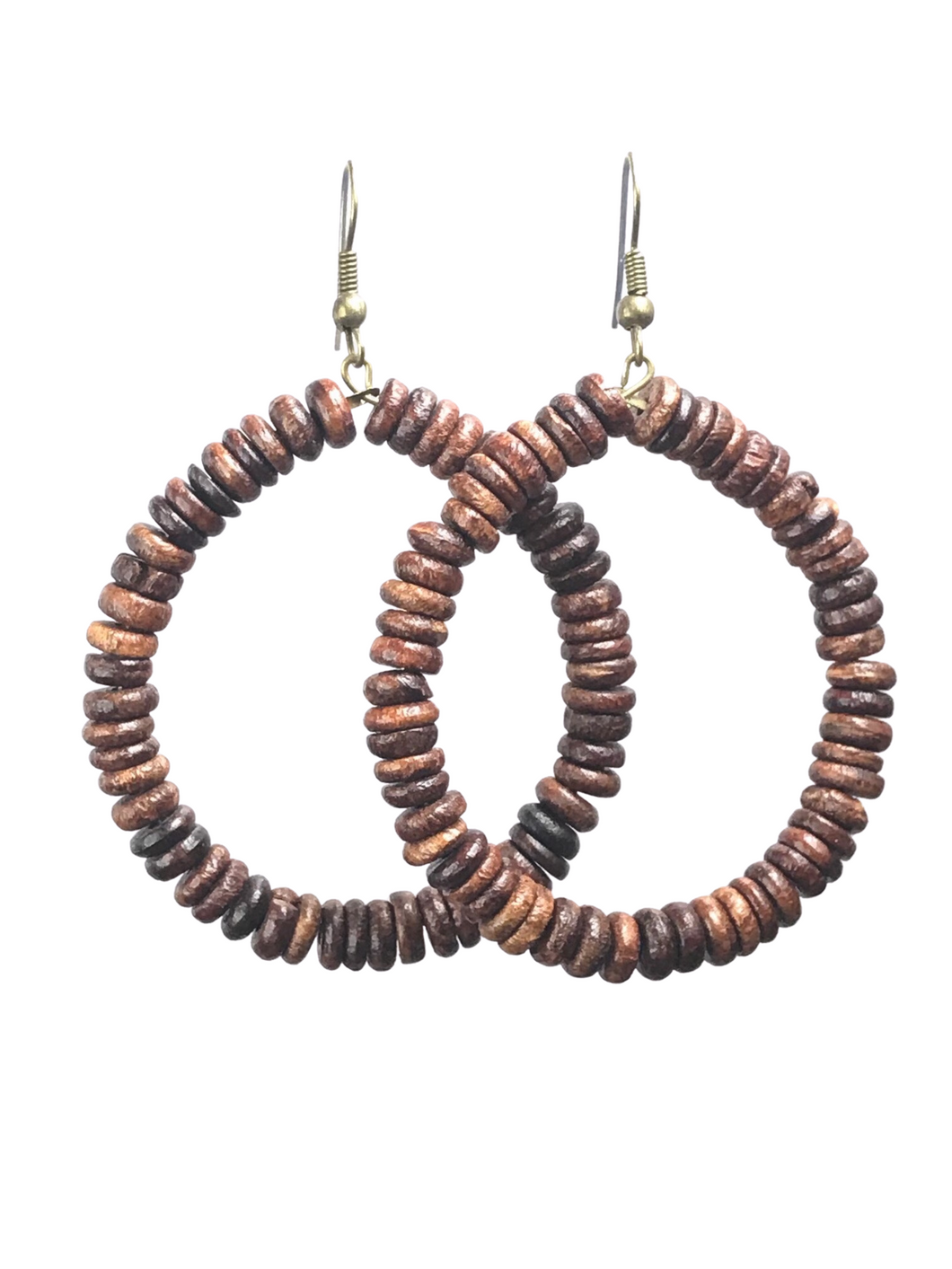 Polished wooden hoop earrings - momola