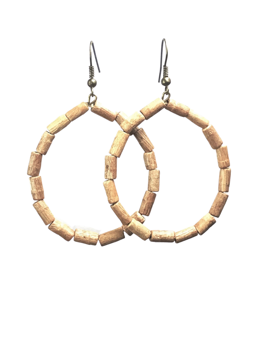 Natural wooden beads hoop earrings - momola