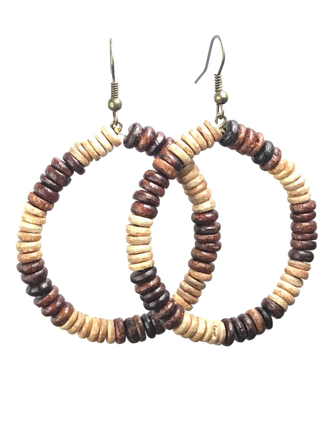 Polished & natural wooden hoop earrings - momola