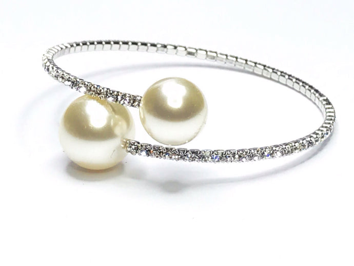 Zircon and acrylic pearl bracelet - momola