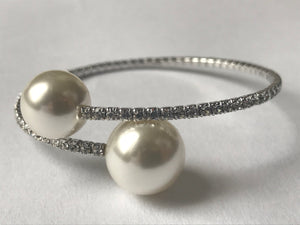 Zircon and acrylic pearl bracelet - momola